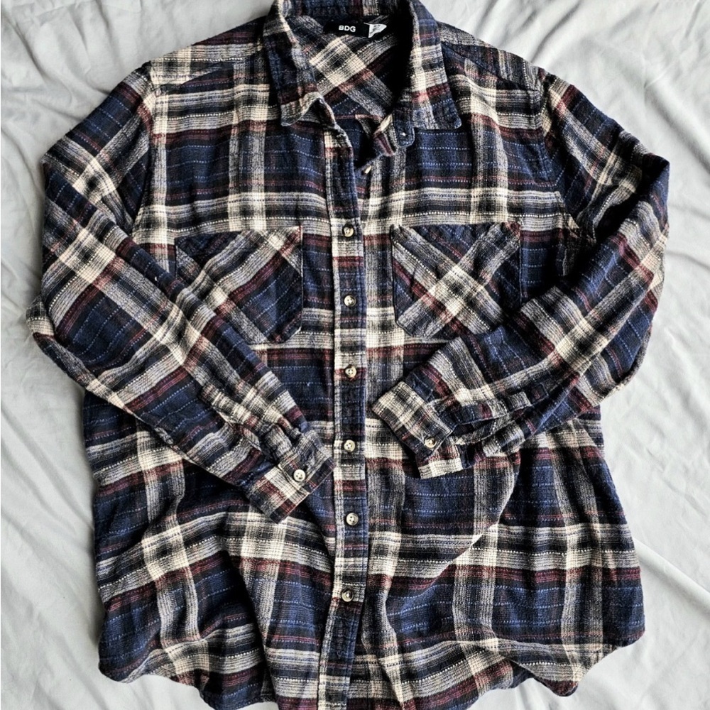 Urban Outfitters BDG sz M Brendan Drapey Flannel Plaid Button Shirt